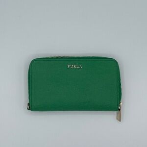 Furla Emerald Green Saffiano Zip Wallet